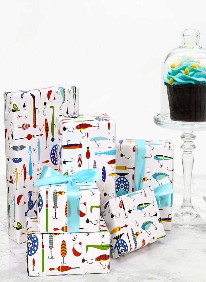 Bolsome 12 Sheets 20 x 28 Inches Fishing Wrapping Paper Colorful Fishing Tackles and Lures Gift Wrap Paper for Baby Shower Fishing Birthday Party - Image 3